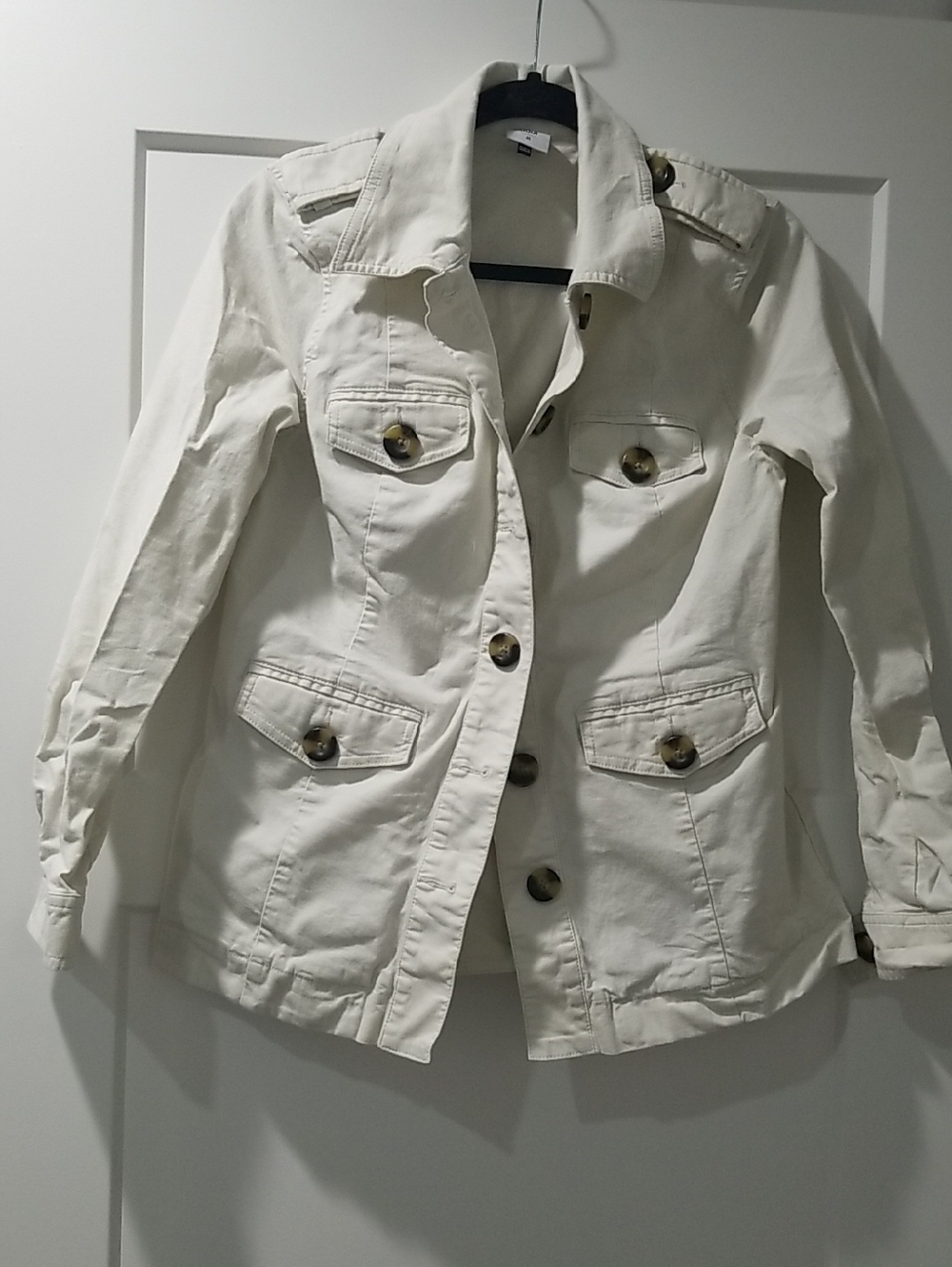 CAbi Cream Utility Jacket with Tortoiseshell Buttons